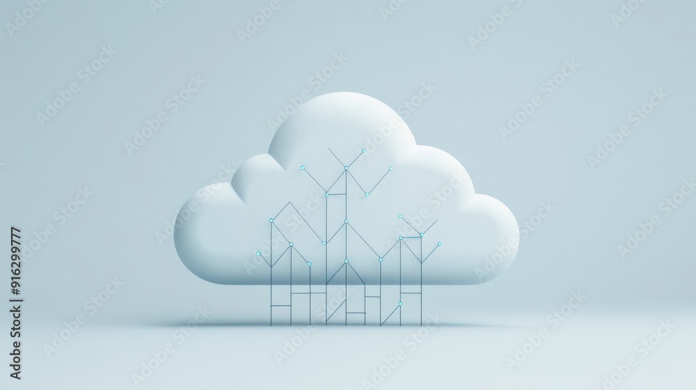 Futuristic Cloud Infrastructure with Abstract Connecting Lines and Copy Space, Deep Depth of Field Futuristic Cloud Infrastructure with Abstract Connecting Lines and Copy Space, Deep Depth of Field