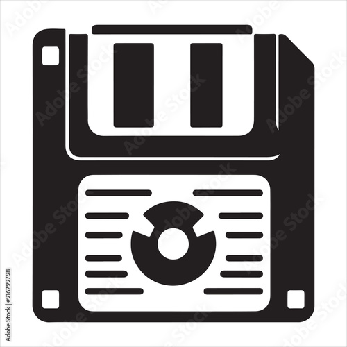 Floppy disk icon silhouette vector. Save icon illustration