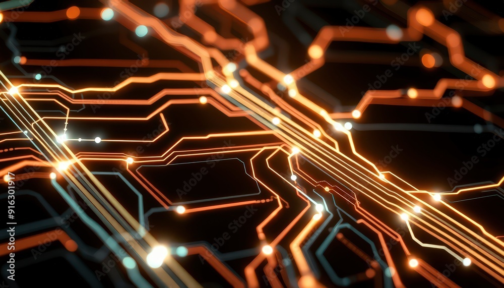 Abstract Technology Background with Glowing Lines. Abstract Technology Background with Glowing Lines.