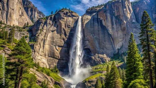 Tall plume Ribbon Falls in Yosemite Falls California, Yosemite Falls, Ribbon Falls, waterfall, nature, California