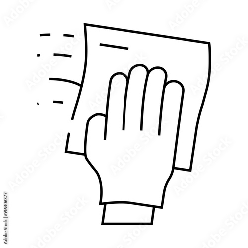 wiping dust with microfiber line icon vector. wiping dust with microfiber sign. isolated contour symbol black illustration