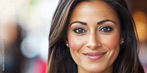 Confident Senior Latin Businesswoman in Her 50s or 60s, Exuding Professionalism in a Modern Coworking Space with Ample Copy Space