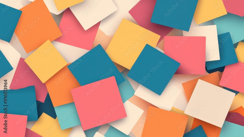 A vibrant abstract backdrop featuring colorful squares, perfect for modern design needs and digital art projects. A vibrant abstract backdrop featuring colorful squares, perfect for modern design needs and digital art projects.
