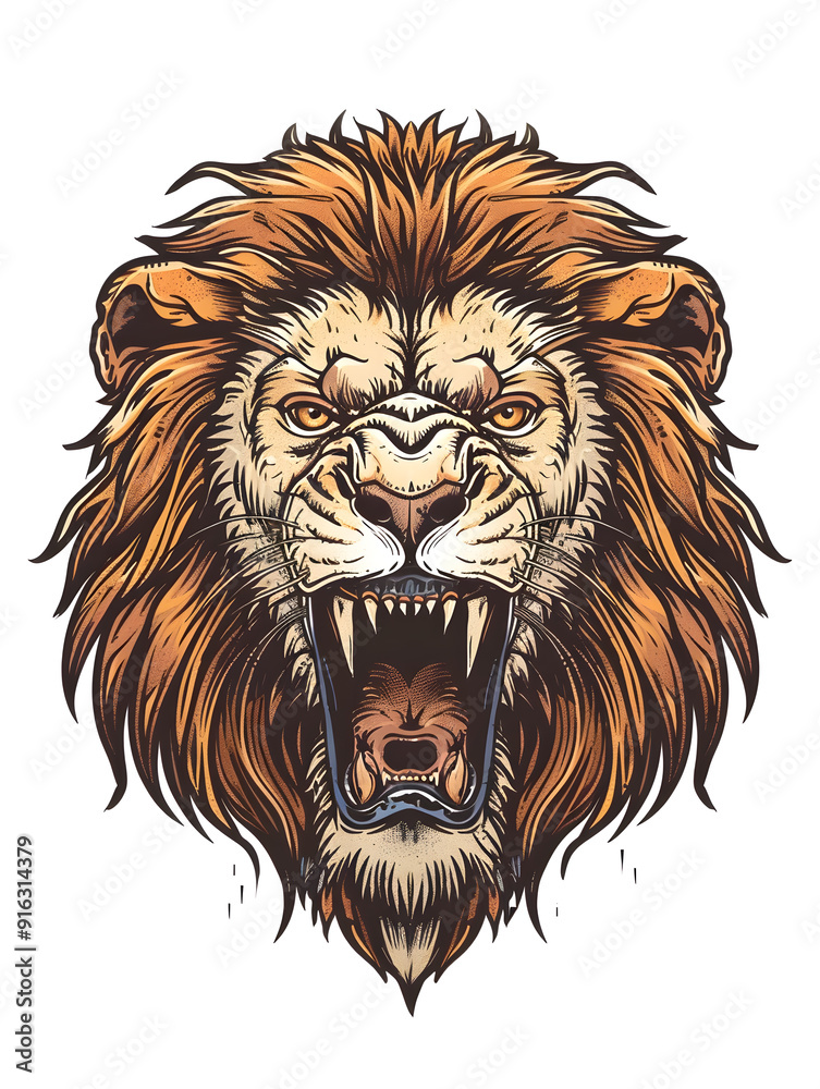 Obraz premium Lion King Head traditional tattoo illustration