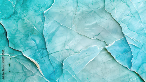 Wallpaper Mural Closeup of a bluegreen granite marble monolith, showcasing a rough texture with intricate cracks and a unique design. Torontodigital.ca