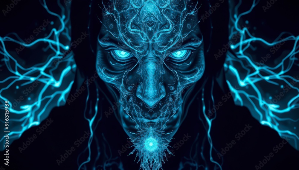 Fototapeta premium Blue Glowing Face.