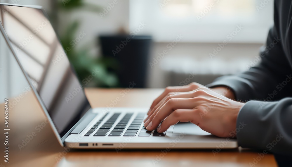 Closeup of Hands Typing on a Laptop Keyboard. Closeup of Hands Typing on a Laptop Keyboard.
