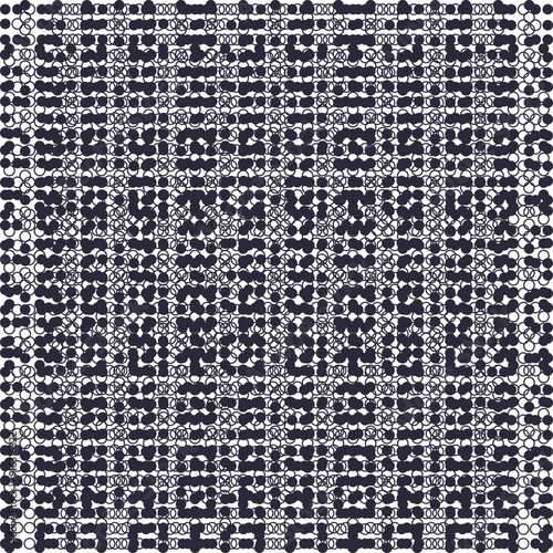 The dense texture is filled with dots and white circles that imitate an atomic surface.