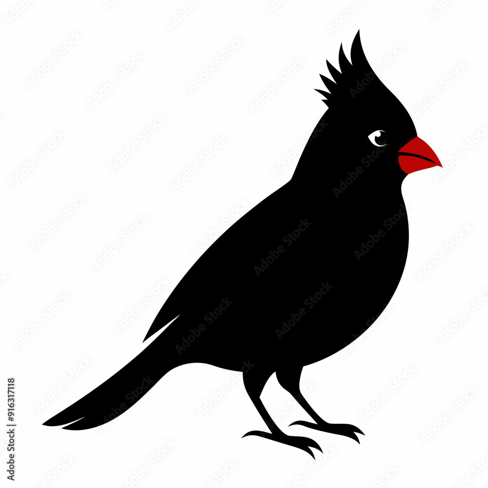 Fototapeta premium Cardinal head isolated on white background, Cardinal vector illustration, bird on a branch vector art, Cardinal silhouette, bird vector icon, bird on a branch line art, eps, Animal cartoon