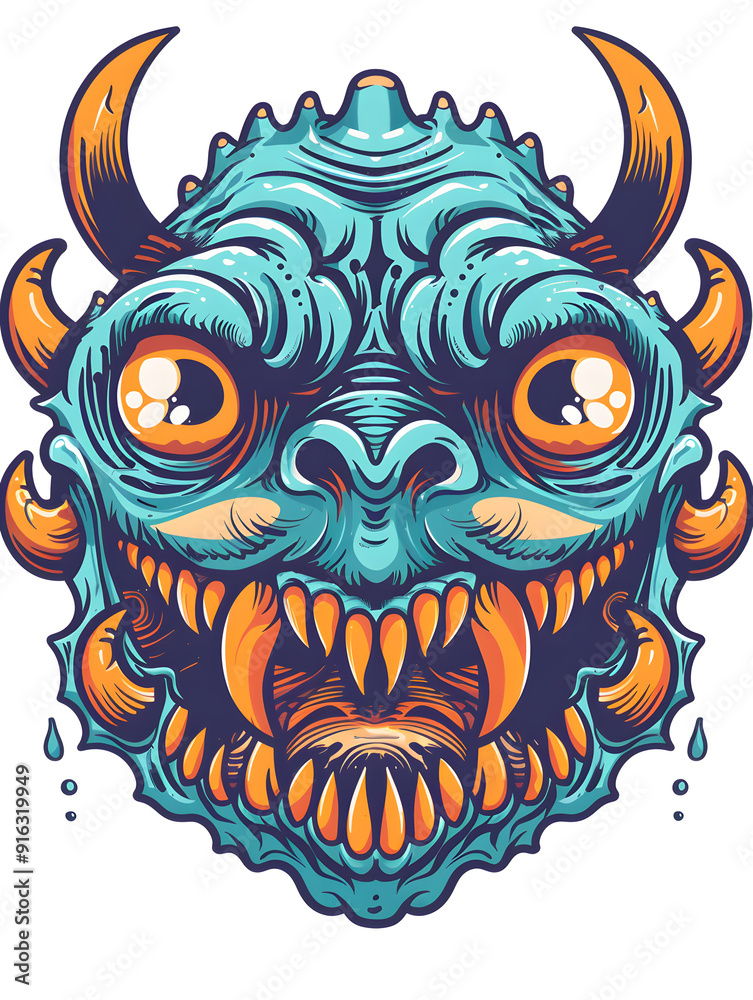 Monster Head traditional tattoo illustration Monster Head traditional tattoo illustration