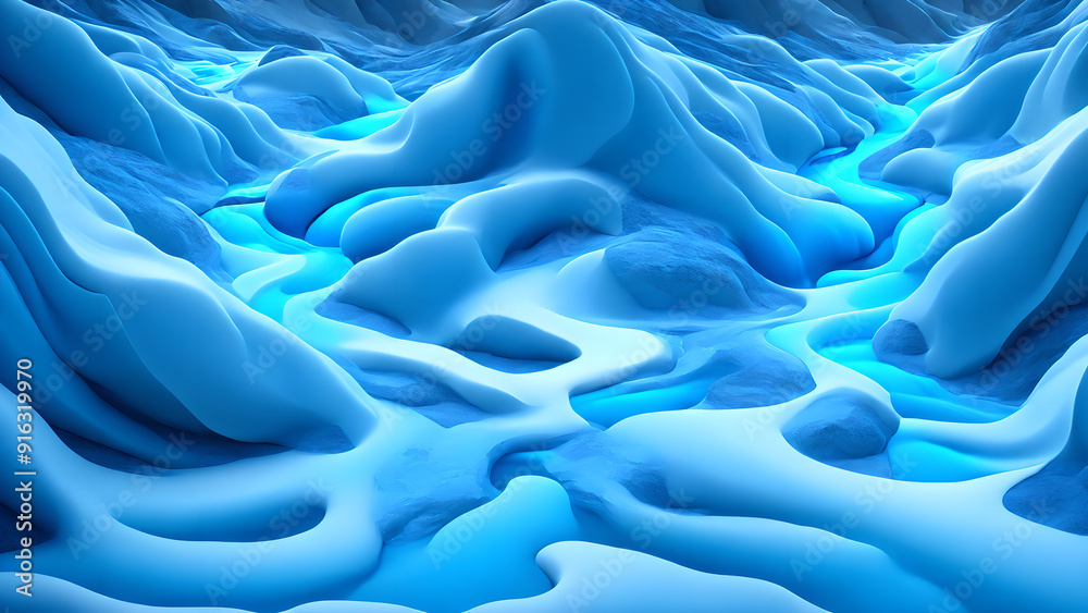 Obraz premium Glacial Stream Frosted Forest background 3d wallpaper