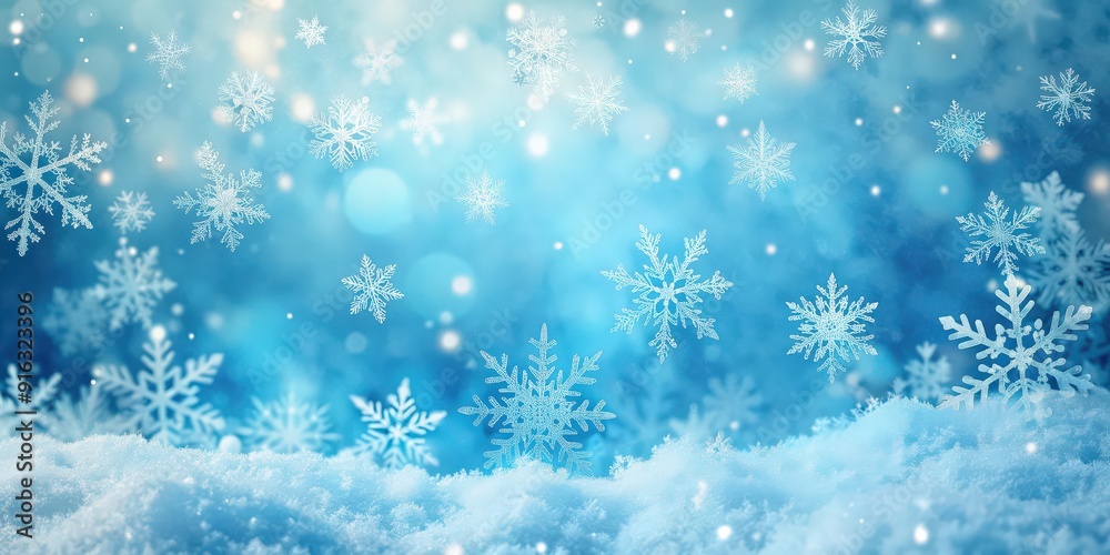Blue snow background with soft, fluffy snowflakes falling gently, winter, cold, icy, frozen, snowy, frosty, chill, serene Blue snow background with soft, fluffy snowflakes falling gently, winter, cold, icy, frozen, snowy, frosty, chill, serene