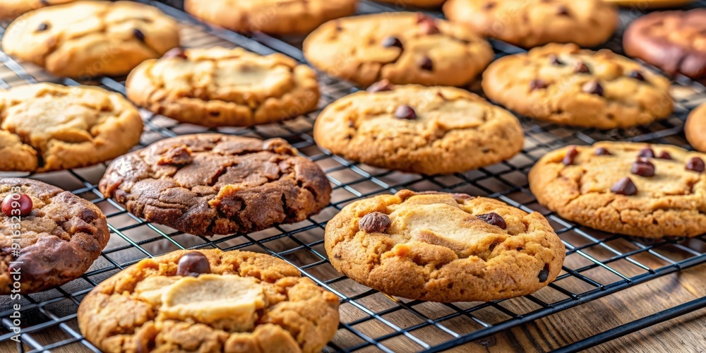 Homemade Cookies Day Baking Activity A close-up shot of various freshly baked homemade cookies on a cooling rack, homemade Homemade Cookies Day Baking Activity A close-up shot of various freshly baked homemade cookies on a cooling rack, homemade