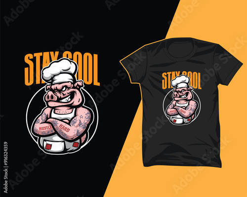 fat chef pig t shirt design