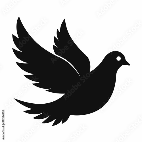 Wallpaper Mural Dove of peace isolated on white background, dove vector illustration, bird on a branch vector art, dove silhouette, bird vector icon, bird on a branch line art, eps, dove on a branch cartoon Torontodigital.ca