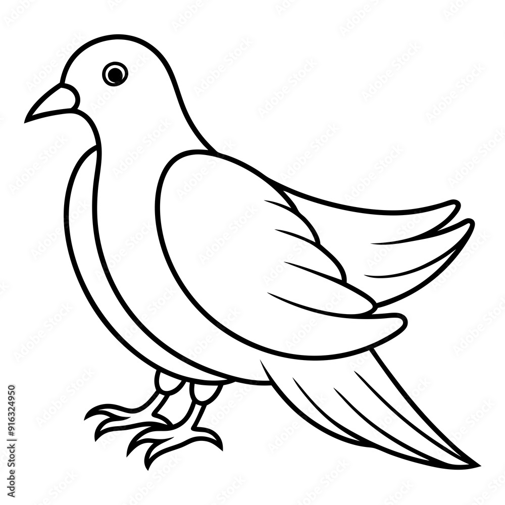 Obraz premium Dove of peace isolated on white background, dove vector illustration, bird on a branch vector art, dove silhouette, bird vector icon, bird on a branch line art, eps, dove on a branch cartoon