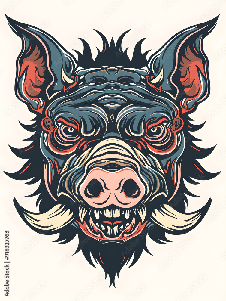 Pig Head traditional tattoo illustration Pig Head traditional tattoo illustration