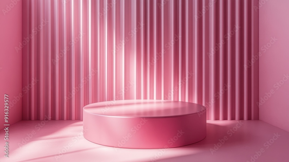 Modern Pink Podium for Stylish Product Showcasing in Simple Space | 3D Rendered Design Modern Pink Podium for Stylish Product Showcasing in Simple Space | 3D Rendered Design