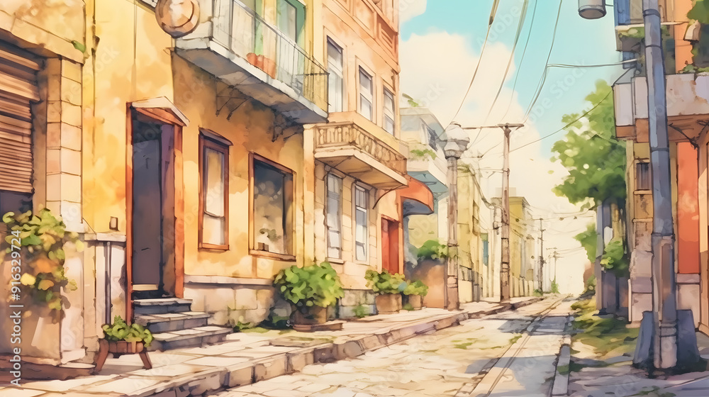 Obraz premium Sidewalks Watercolor Style