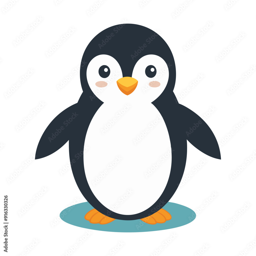 Obraz premium Cute penguin icon in flat style.