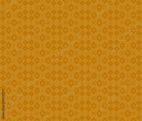 Ethnic geometric fabric pixel pattern cross Stitch. Ikat embroidery in orange color. Abstract vector illustration for Textile ,clothing, scarf, motifs, silk and etc.