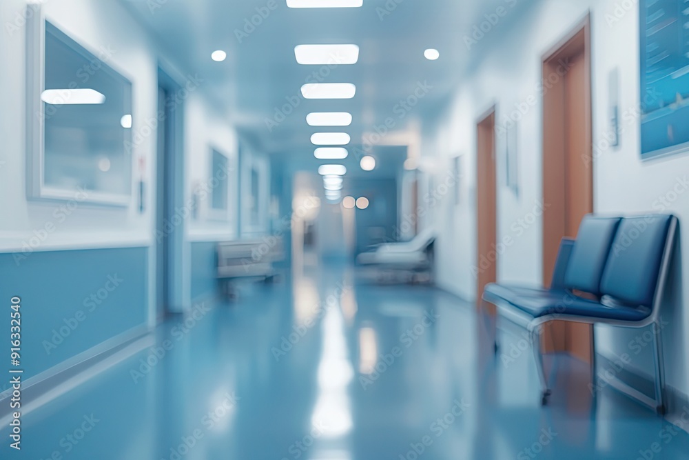 Fototapeta premium Hospital emergency room blurred panoramic background