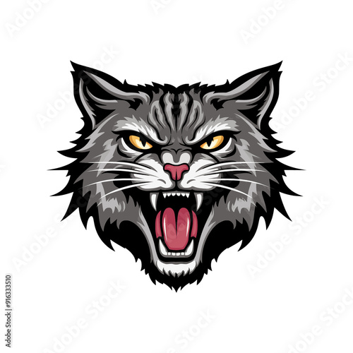 cat design roar illustration logo icon