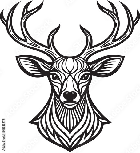 deer logo type vector line art