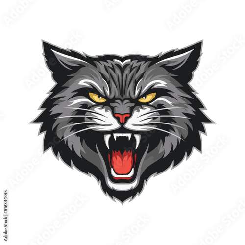 cat design roar illustration logo