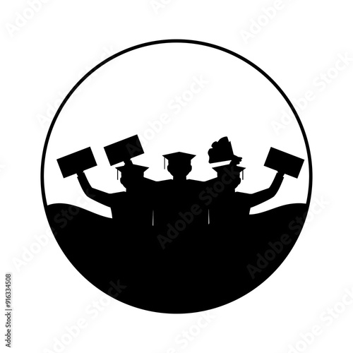 silhouette of person graduating from school, illustration vector 