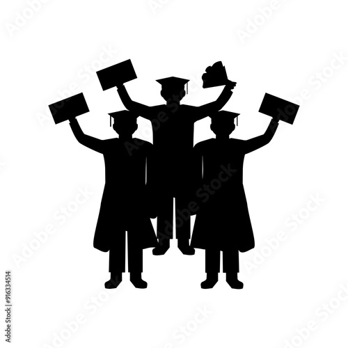 silhouette of person graduating from school, illustration vector 