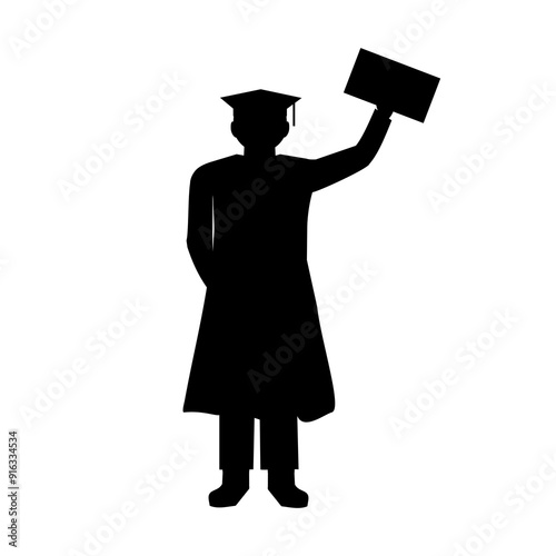 silhouette of person graduating from school, illustration vector 