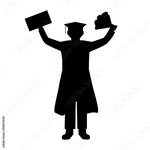 silhouette of person graduating from school, illustration vector 