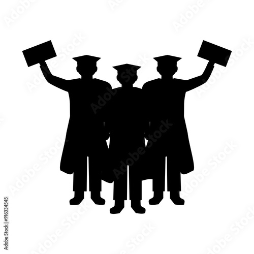 silhouette of person graduating from school, illustration vector 
