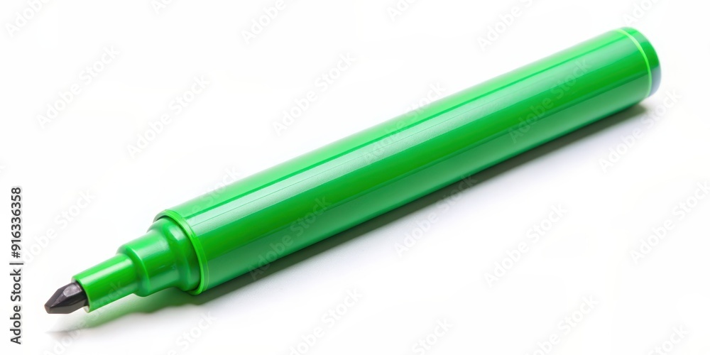 Vibrant green felt tip marker pen on a white background, green, felt tip, marker, pen, writing, drawing Vibrant green felt tip marker pen on a white background, green, felt tip, marker, pen, writing, drawing