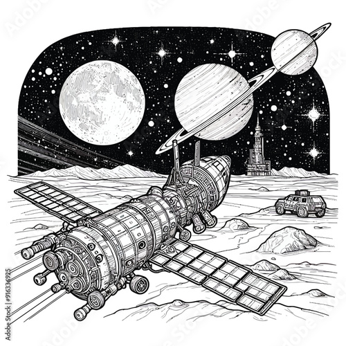 Spacecraft exploring distant planets.eps