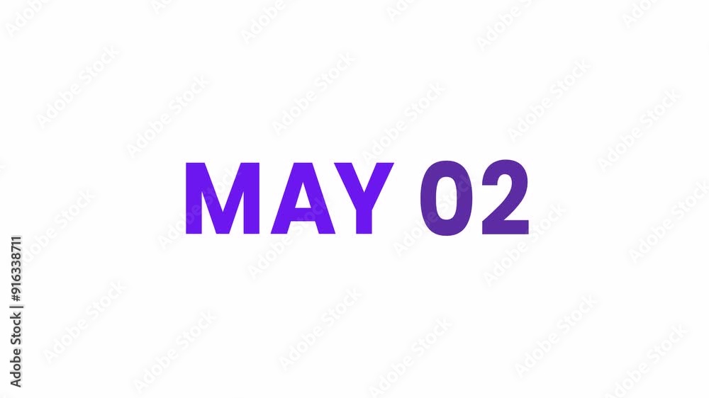 2nd May calendar icon animation. Alpha matte with transparent background 4K resolution. 2nd May calendar icon animation. Alpha matte with transparent background 4K resolution.