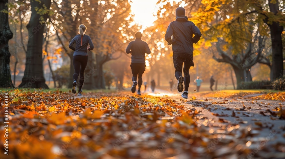 Runners in Autumn Park. Runners in Autumn Park.