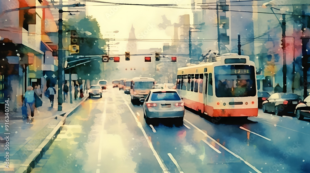 Traffic Watercolor Style Traffic Watercolor Style
