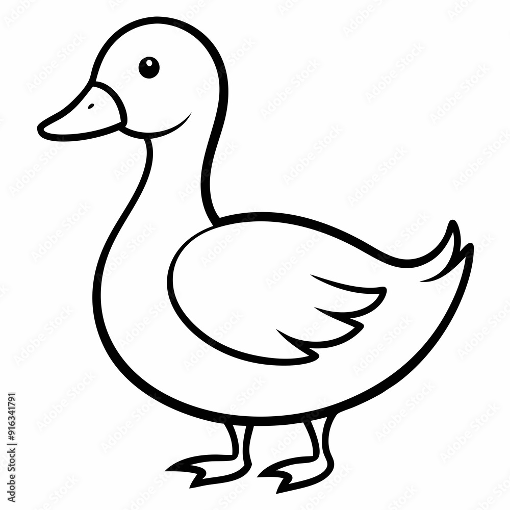 Obraz premium Duck isolated on white background, duck vector illustration, bird on a branch vector art, duck silhouette, bird vector icon, bird on a branch line art, eps, duck on a branch cartoon