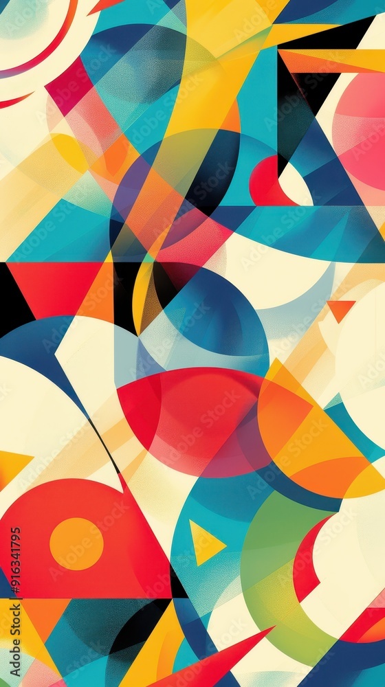 A captivating arrangement of colorful geometric shapes creating a dynamic abstract composition A captivating arrangement of colorful geometric shapes creating a dynamic abstract composition
