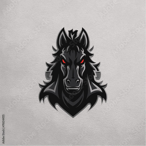 dark horse logo illustration design on fabric background