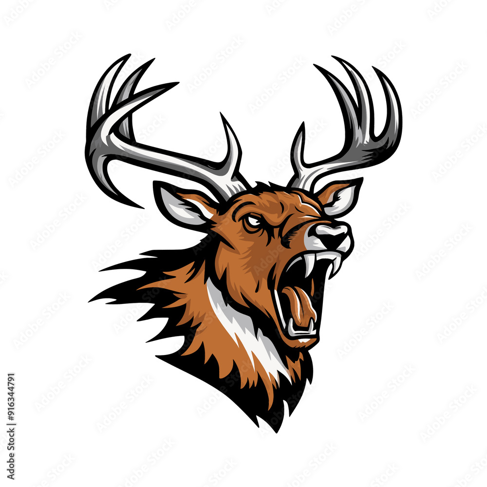 Obraz premium deer illustration design logo on white background