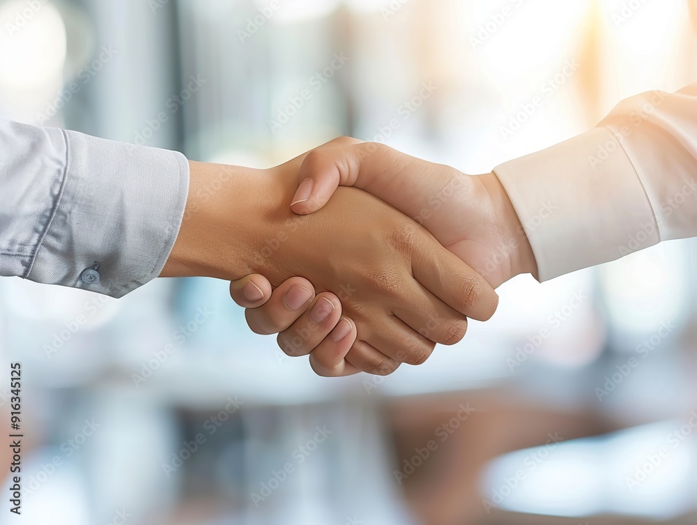 Closeup of two business people shaking hands in office. Handshake concept Closeup of two business people shaking hands in office. Handshake concept