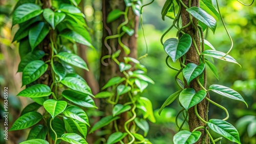 Twisted jungle vines of Tiliacora triandra photo