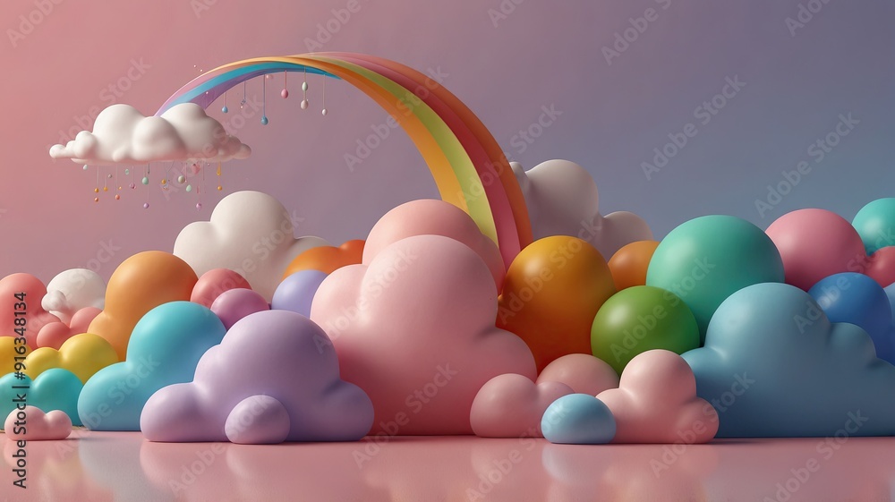 background colorful pastel clouds and rainbow generate ai background colorful pastel clouds and rainbow generate ai