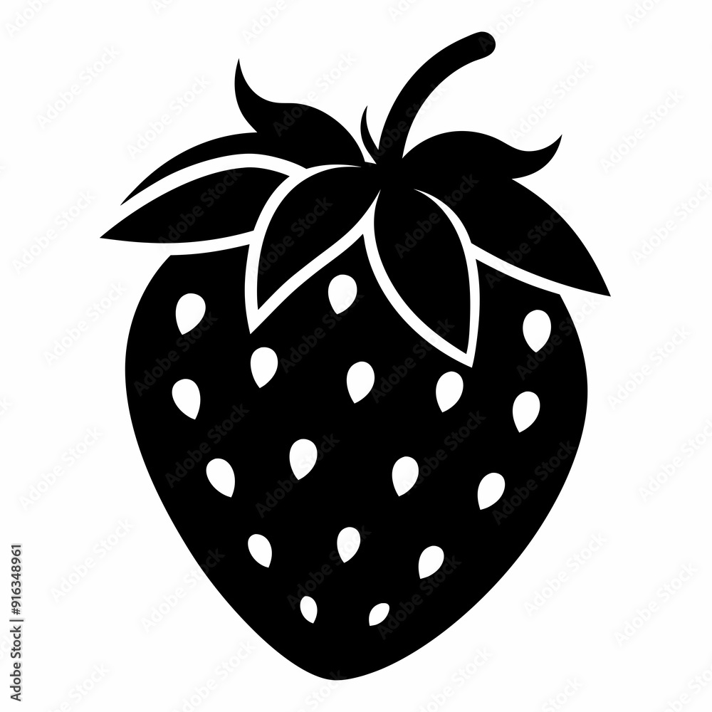 strawberry Black silhouette strawberry Black silhouette