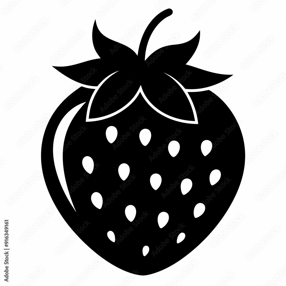 strawberry Black silhouette strawberry Black silhouette