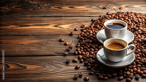 Promotional poster featuring stylish coffee cups and beans for a cafe , coffee, shop, cafe, decoration, artwork, poster