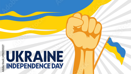 happy ukrainian national day with ukrainian flag